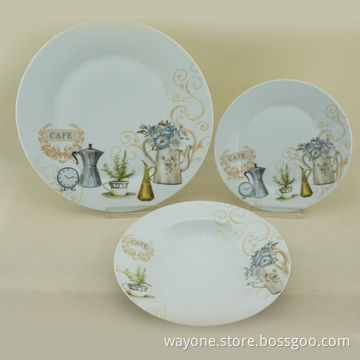 18-piece Porcelain Dinnerware Set, Cafe Design, Round Shape